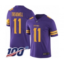 Men's Minnesota Vikings #11 Laquon Treadwell Limited Purple Rush Vapor Untouchable 100th Season Football Jersey