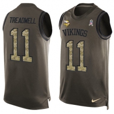 Men's Nike Minnesota Vikings #11 Laquon Treadwell Limited Green Salute to Service Tank Top NFL Jersey