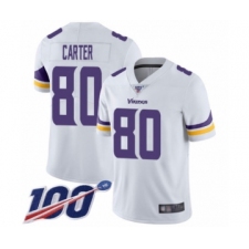 Men's Minnesota Vikings #80 Cris Carter White Vapor Untouchable Limited Player 100th Season Football Jersey