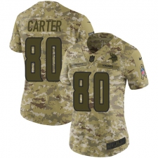 Women's Nike Minnesota Vikings #80 Cris Carter Limited Camo 2018 Salute to Service NFL Jersey