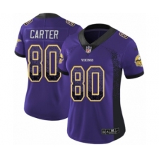 Women's Nike Minnesota Vikings #80 Cris Carter Limited Purple Rush Drift Fashion NFL Jersey