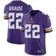 Men's Nike Minnesota Vikings #22 Paul Krause Purple Team Color Vapor Untouchable Limited Player NFL Jersey