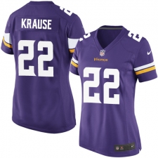 Women's Nike Minnesota Vikings #22 Paul Krause Game Purple Team Color NFL Jersey