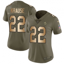 Women's Nike Minnesota Vikings #22 Paul Krause Limited Olive/Gold 2017 Salute to Service NFL Jersey