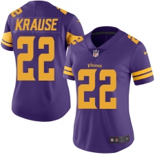 Women's Nike Minnesota Vikings #22 Paul Krause Limited Purple Rush Vapor Untouchable NFL Jersey
