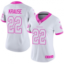 Women's Nike Minnesota Vikings #22 Paul Krause Limited White/Pink Rush Fashion NFL Jersey