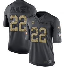 Youth Nike Minnesota Vikings #22 Paul Krause Limited Black 2016 Salute to Service NFL Jersey