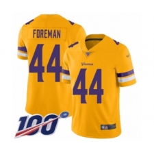 Men's Minnesota Vikings #44 Chuck Foreman Limited Gold Inverted Legend 100th Season Football Jersey