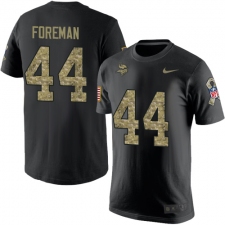 Nike Minnesota Vikings #44 Chuck Foreman Black Camo Salute to Service T-Shirt