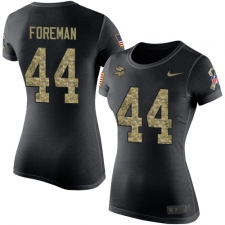 Women's Nike Minnesota Vikings #44 Chuck Foreman Black Camo Salute to Service T-Shirt