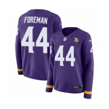 Women's Nike Minnesota Vikings #44 Chuck Foreman Limited Purple Therma Long Sleeve NFL Jersey