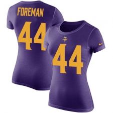 Women's Nike Minnesota Vikings #44 Chuck Foreman Purple Rush Pride Name & Number T-Shirt