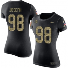 Women's Nike Minnesota Vikings #98 Linval Joseph Black Camo Salute to Service T-Shirt