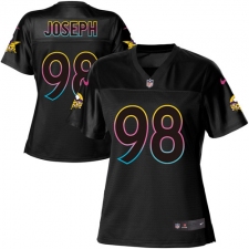 Women's Nike Minnesota Vikings #98 Linval Joseph Game Black Fashion NFL Jersey
