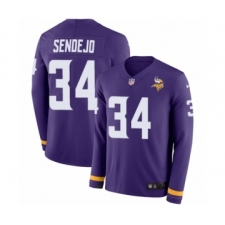 Men's Nike Minnesota Vikings #34 Andrew Sendejo Limited Purple Therma Long Sleeve NFL Jersey
