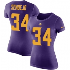Women's Nike Minnesota Vikings #34 Andrew Sendejo Purple Rush Pride Name & Number T-Shirt