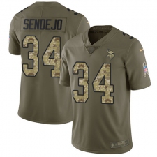 Youth Nike Minnesota Vikings #34 Andrew Sendejo Limited Olive/Camo 2017 Salute to Service NFL Jersey