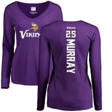 NFL Women's Nike Minnesota Vikings #25 Latavius Murray Purple Backer Slim Fit Long Sleeve T-Shirt