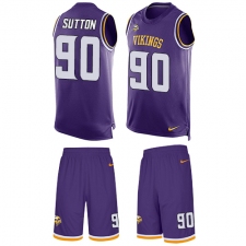 Men's Nike Minnesota Vikings #90 Will Sutton Limited Purple Tank Top Suit NFL Jersey