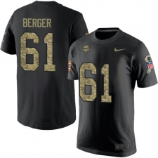 Nike Minnesota Vikings #61 Joe Berger Black Camo Salute to Service T-Shirt