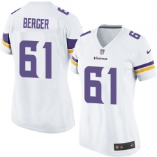 Women's Nike Minnesota Vikings #61 Joe Berger Game White NFL Jersey