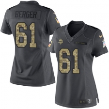 Women's Nike Minnesota Vikings #61 Joe Berger Limited Black 2016 Salute to Service NFL Jersey