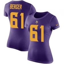 Women's Nike Minnesota Vikings #61 Joe Berger Purple Rush Pride Name & Number T-Shirt