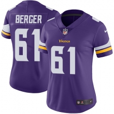 Women's Nike Minnesota Vikings #61 Joe Berger Purple Team Color Vapor Untouchable Limited Player NFL Jersey