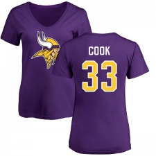 NFL Women's Nike Minnesota Vikings #33 Dalvin Cook Purple Name & Number Logo Slim Fit T-Shirt