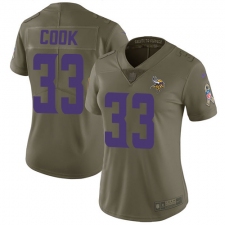 Women's Nike Minnesota Vikings #33 Dalvin Cook Limited Olive 2017 Salute to Service NFL Jersey