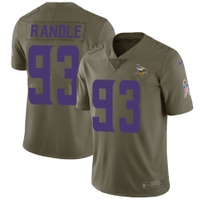 Men's Nike Minnesota Vikings #93 John Randle Limited Olive 2017 Salute to Service NFL Jersey