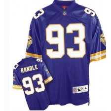 Mitchell And Ness Minnesota Vikings #93 John Randle Purple Team Color Authentic Throwback NFL Jersey