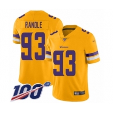 Youth Minnesota Vikings #93 John Randle Limited Gold Inverted Legend 100th Season Football Jersey