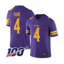 Men's Minnesota Vikings #4 Brett Favre Limited Purple Rush Vapor Untouchable 100th Season Football Jersey