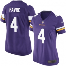 Women's Nike Minnesota Vikings #4 Brett Favre Game Purple Team Color NFL Jersey