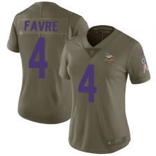 Women's Nike Minnesota Vikings #4 Brett Favre Limited Olive 2017 Salute to Service NFL Jersey