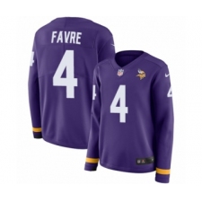 Women's Nike Minnesota Vikings #4 Brett Favre Limited Purple Therma Long Sleeve NFL Jersey