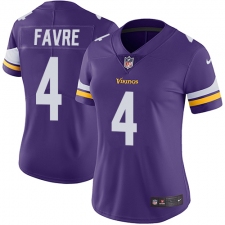 Women's Nike Minnesota Vikings #4 Brett Favre Purple Team Color Vapor Untouchable Limited Player NFL Jersey