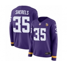 Women's Nike Minnesota Vikings #35 Marcus Sherels Limited Purple Therma Long Sleeve NFL Jersey
