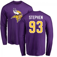 NFL Nike Minnesota Vikings #93 Shamar Stephen Purple Name & Number Logo Long Sleeve T-Shirt