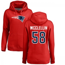 NFL Women's Nike New England Patriots #58 Shea McClellin Red Name & Number Logo Pullover Hoodie