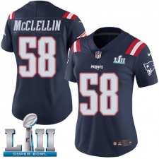Women's Nike New England Patriots #58 Shea McClellin Limited Navy Blue Rush Vapor Untouchable Super Bowl LII NFL Jersey