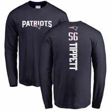 NFL Nike New England Patriots #56 Andre Tippett Navy Blue Backer Long Sleeve T-Shirt