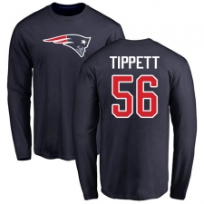 NFL Nike New England Patriots #56 Andre Tippett Navy Blue Name & Number Logo Long Sleeve T-Shirt