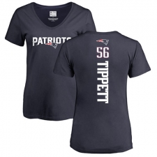 NFL Women's Nike New England Patriots #56 Andre Tippett Navy Blue Backer T-Shirt