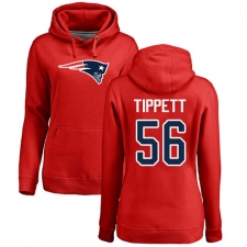 NFL Women's Nike New England Patriots #56 Andre Tippett Red Name & Number Logo Pullover Hoodie
