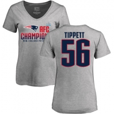 Women's Nike New England Patriots #56 Andre Tippett Heather Gray 2017 AFC Champions V-Neck T-Shirt