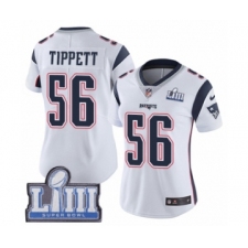 Women's Nike New England Patriots #56 Andre Tippett White Vapor Untouchable Limited Player Super Bowl LIII Bound NFL Jersey