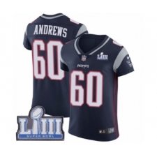 Men's Nike New England Patriots #60 David Andrews Navy Blue Team Color Vapor Untouchable Elite Player Super Bowl LIII Bound NFL Jersey