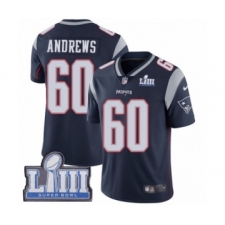 Men's Nike New England Patriots #60 David Andrews Navy Blue Team Color Vapor Untouchable Limited Player Super Bowl LIII Bound NFL Jersey
